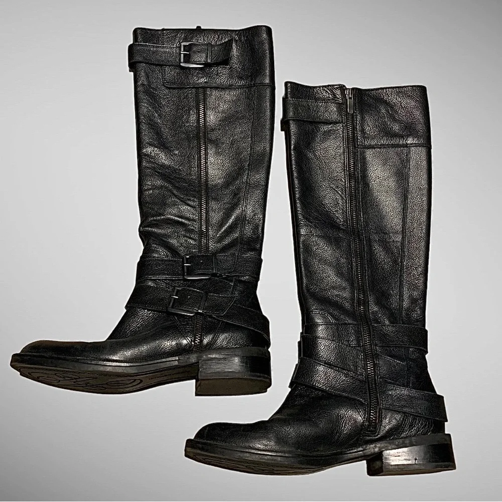 Enzo Angiolini black leather riding boots Size 6.5